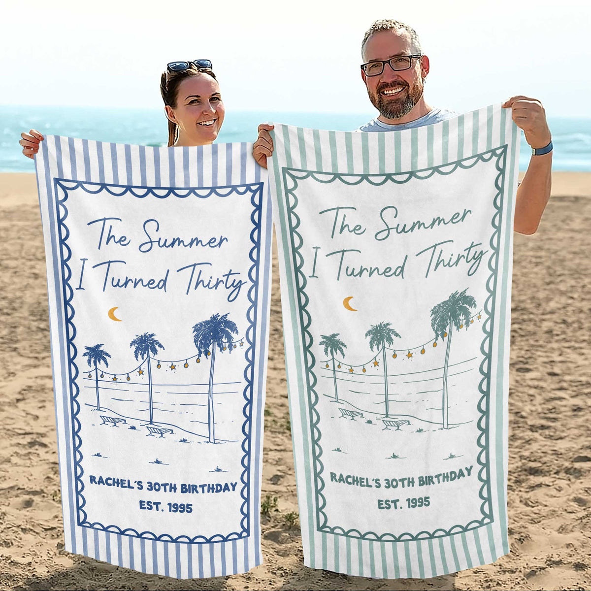 Personalized Beach Towel Custom Name Gift for Birthday Beach Towels GradoCreations