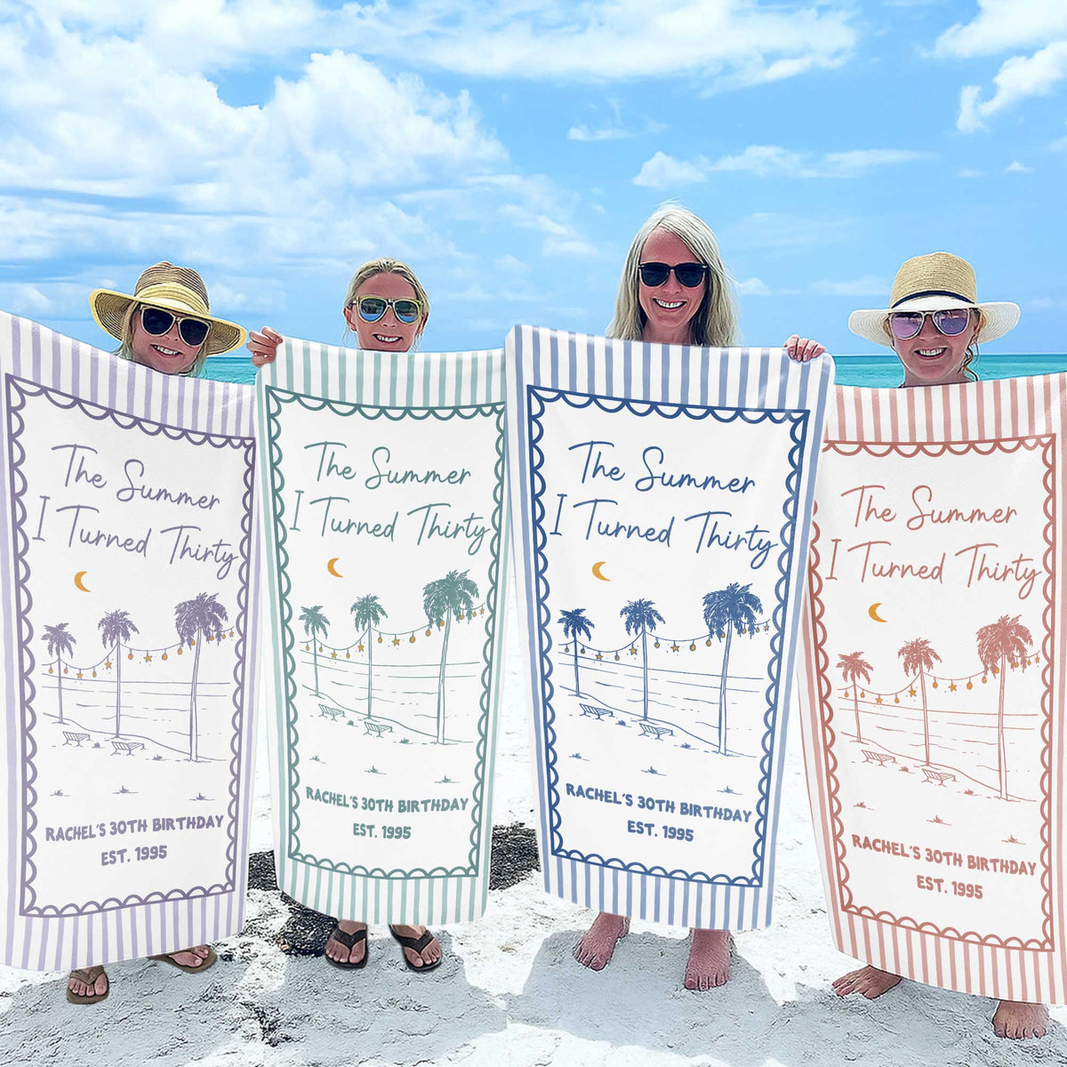 Personalized Beach Towel Custom Name Gift for Birthday Beach Towels GradoCreations