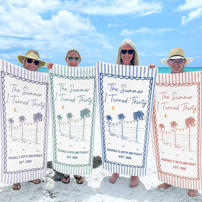 Personalized Beach Towel Custom Name Gift for Birthday Beach Towels GradoCreations