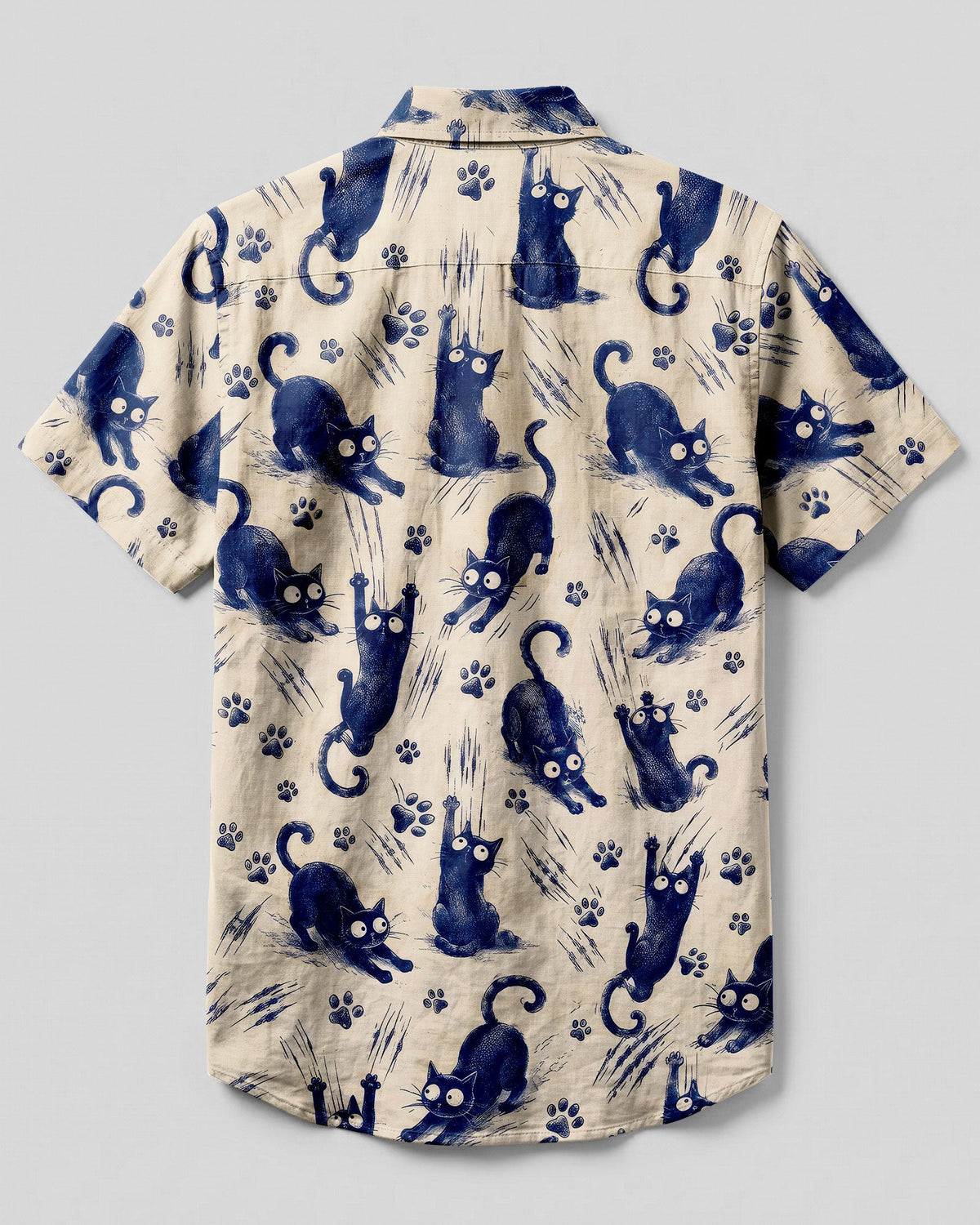 FUNNY PLAYFUL CAT  BUTTON-DOWN COLLAR SHIRT   - TLNO1706261