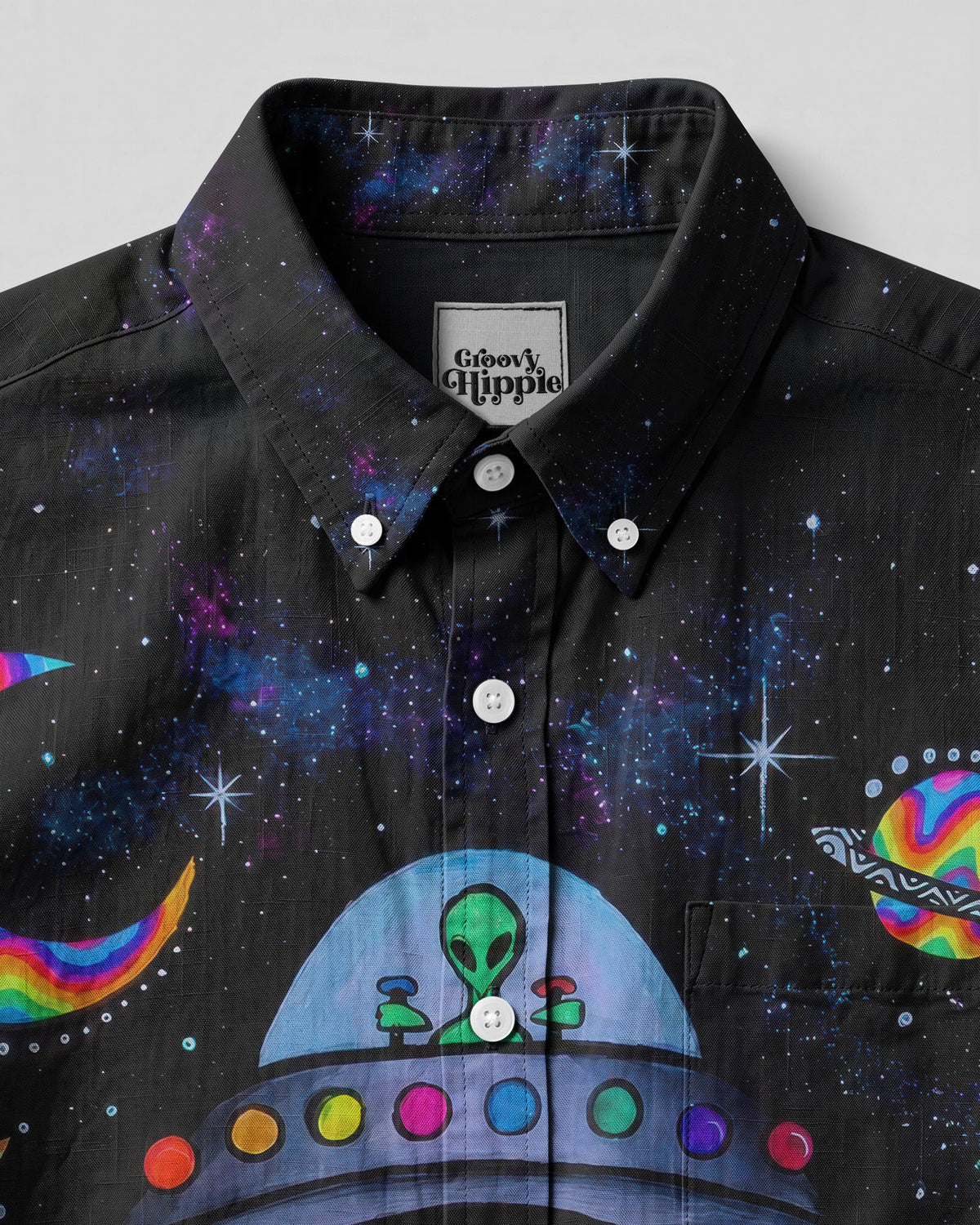 PSYCHEDELIC UFO MUSHROOM COLORFUL BUTTON-DOWN COLLAR SHIRT   - TLTW1606264