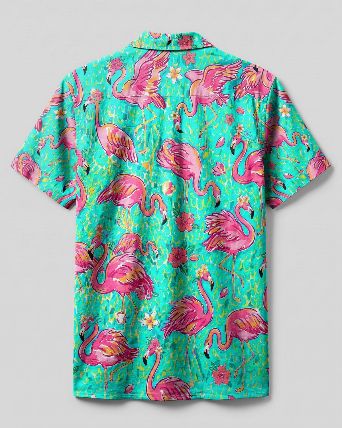 FLAMINGO PARADISE ART PATTERN CAMP SHIRT - TLHG1906264