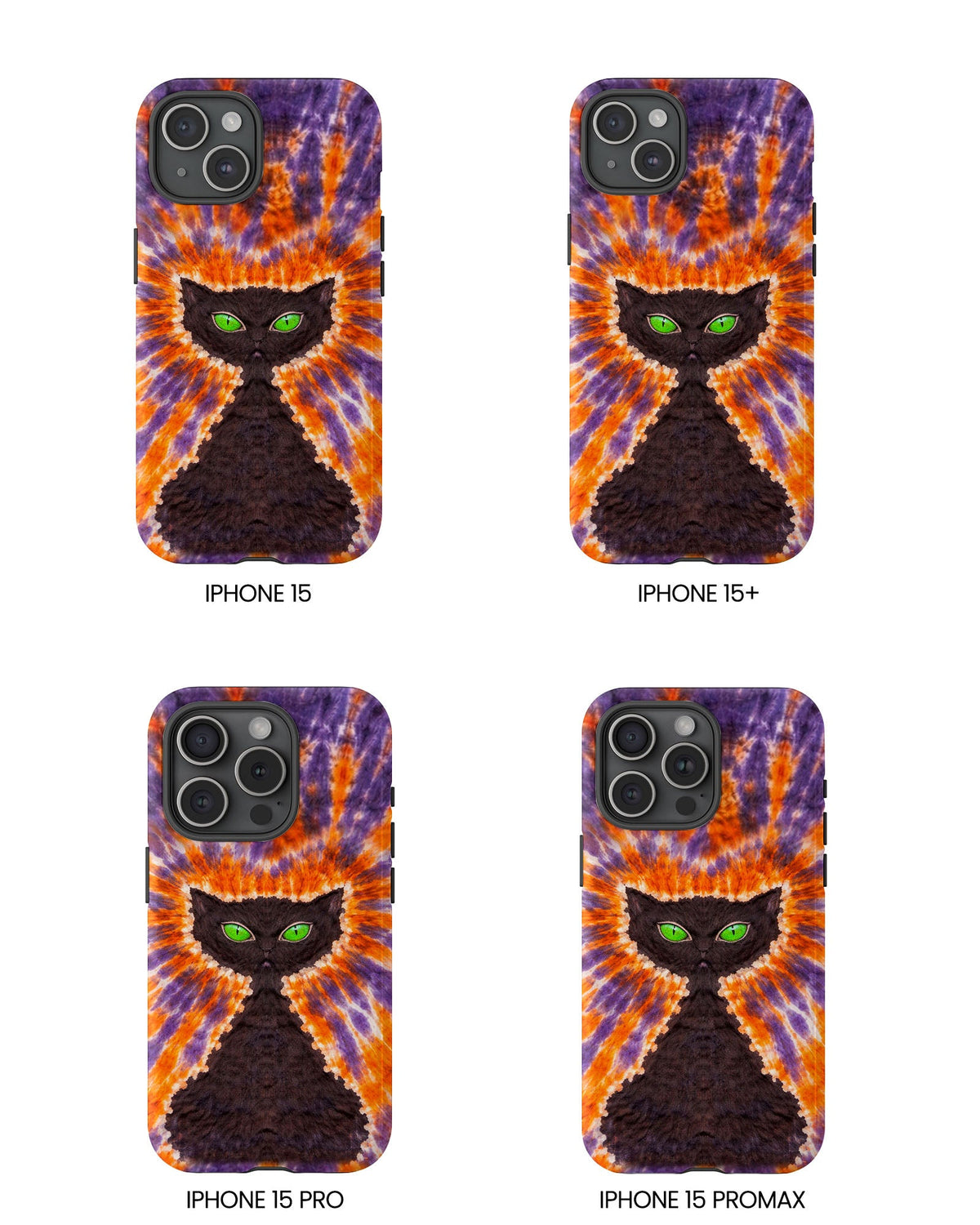 BLACK CAT PURPLE & ORANGE SWIRL  PHONE CASE  - TLHN2404264