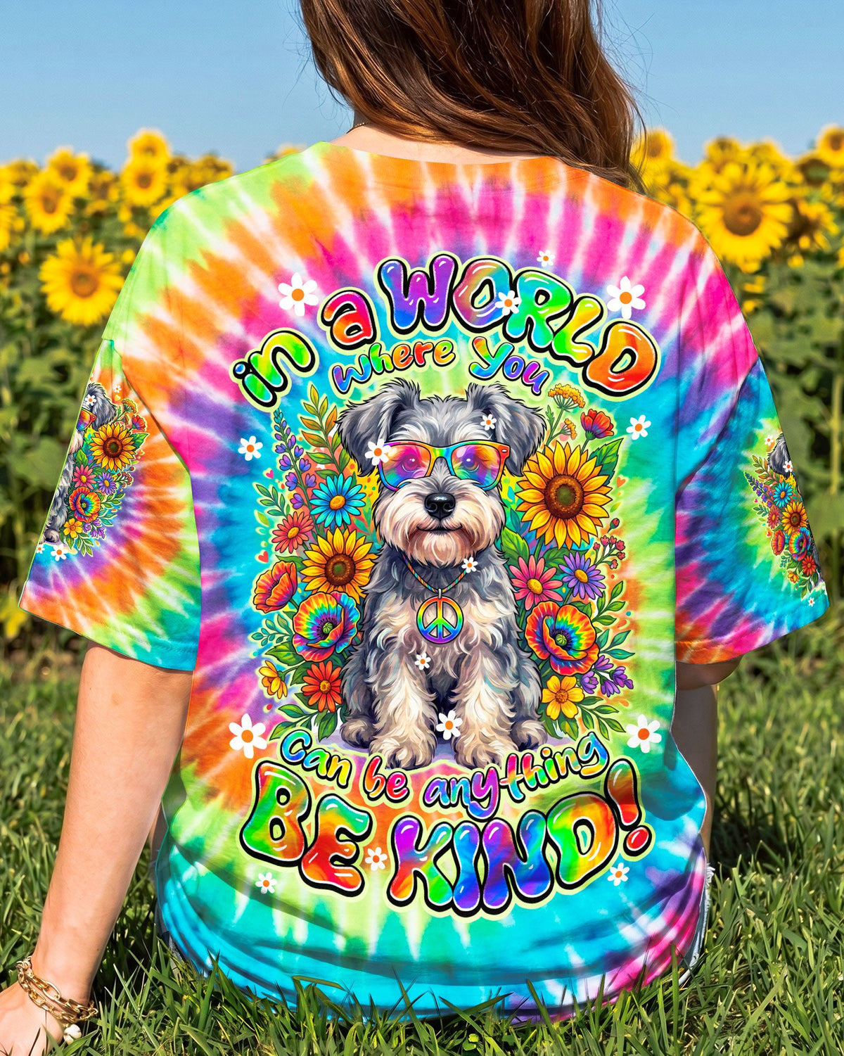 IN A WORLD WHERE YOU CAN BE ANYTHING BE KIND SCHNAUZER DOG ALL OVER PRINT - TY0805264