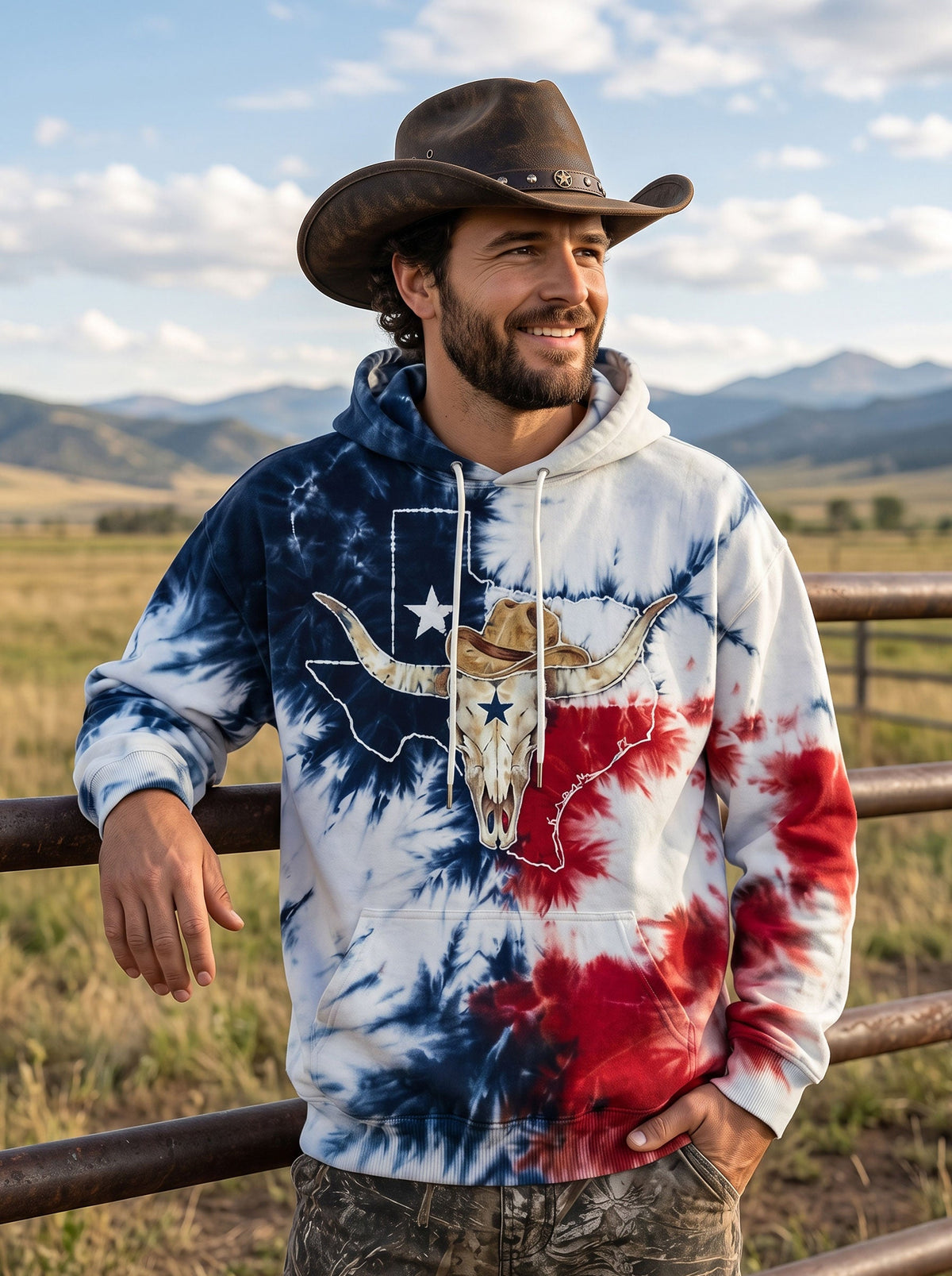 LONGHORN SKULL TEXAS MAP BURST ALL OVER PRINT - TLNO2706261