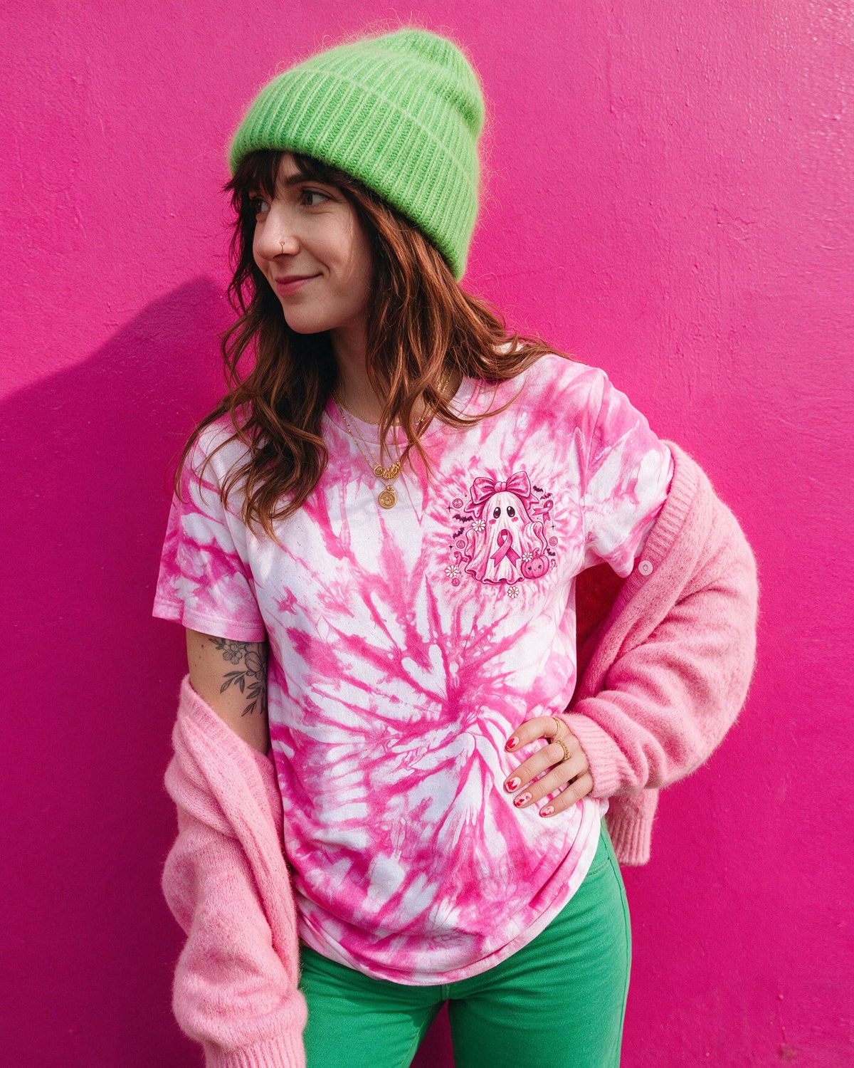 IN OCTOBER WE WEAR PINK GHOST ALL OVER PRINT - RI1507261