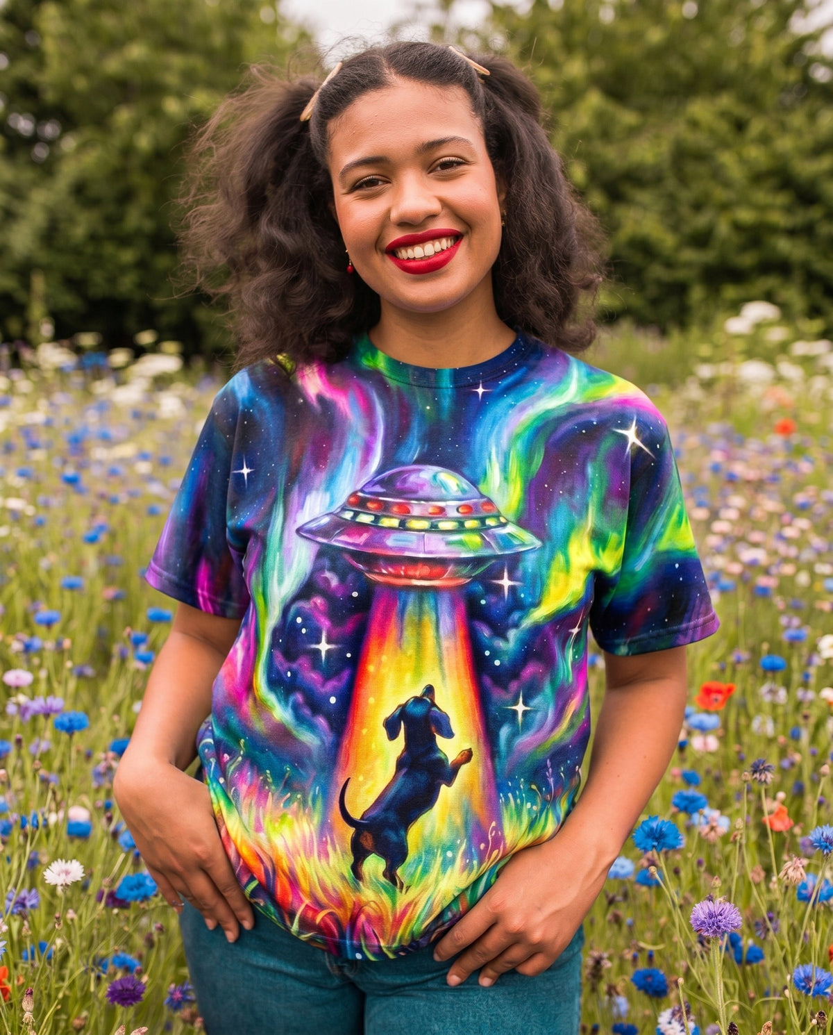 COSMIC ABDUCTION DACHSHUND DOG PSYCHEDELIC ALL OVER PRINT - RI2005261