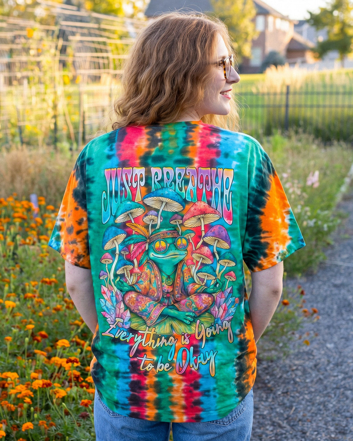 JUST BREATHE HIPPIE FROG ALL OVER PRINT - RI2706212
