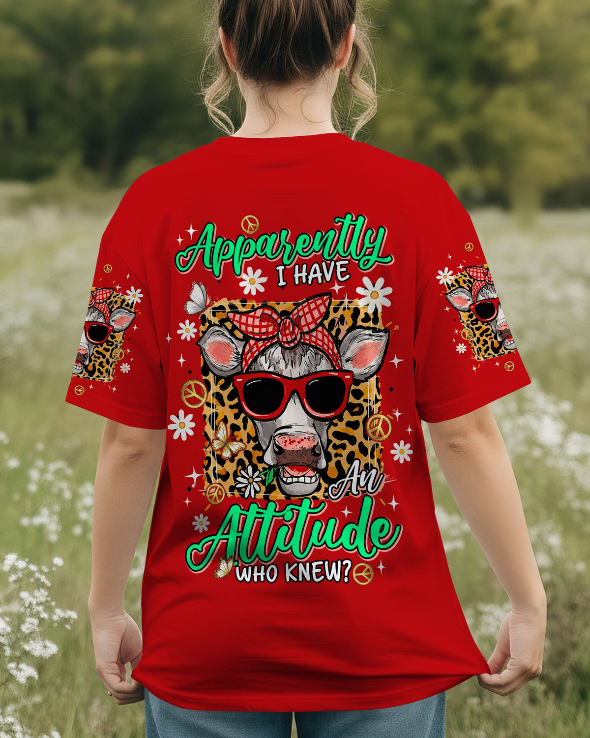 APPARENTLY I HAVE AN ATTITUDE WHO KNEW COW ALL OVER PRINT - TLNT1306261