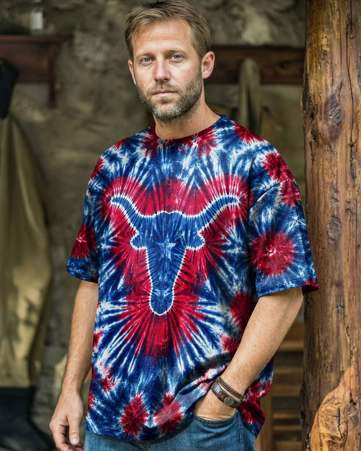 LONGHORN TEXAS STATE RED WHITE & BLUE SWIRL ALL OVER PRINT - TLNT1206261
