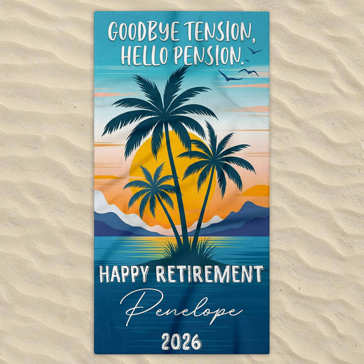Personalized Beach Towel Custom Name Retirement Gift for Dad Beach Towels GradoCreations
