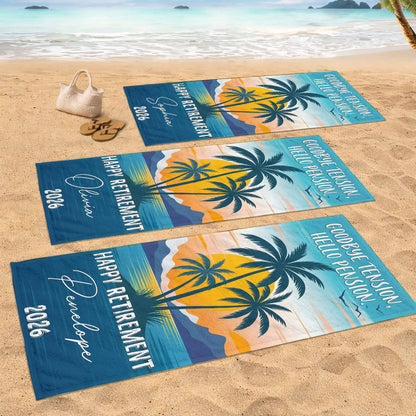 Personalized Beach Towel Custom Name Retirement Gift for Dad Beach Towels GradoCreations