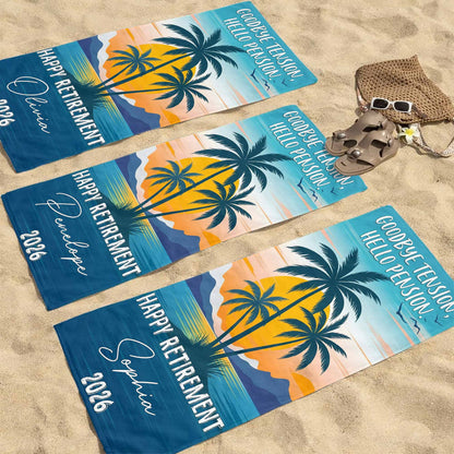 Personalized Beach Towel Custom Name Retirement Gift for Dad Beach Towels GradoCreations
