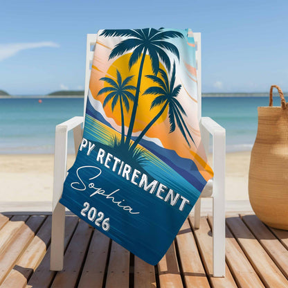 Personalized Beach Towel Custom Name Retirement Gift for Dad Beach Towels GradoCreations
