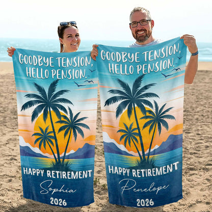 Personalized Beach Towel Custom Name Retirement Gift for Dad Beach Towels GradoCreations
