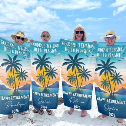 Personalized Beach Towel Custom Name Retirement Gift for Dad Beach Towels GradoCreations