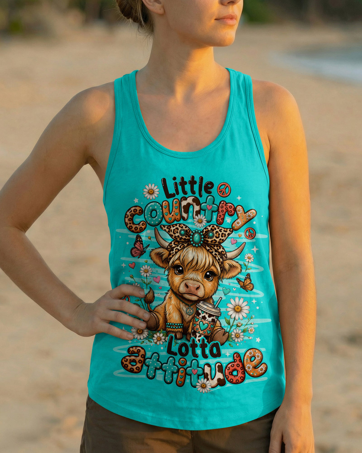 LITTLE COUNTRY LOTTA ATTITUDE COW ALL OVER PRINT  - TLNO0906263
