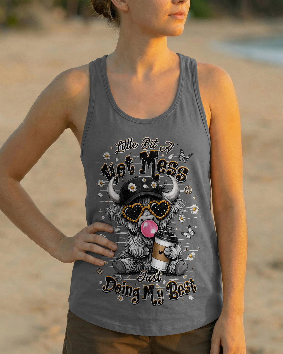 LITTLE BIT A HOT MESS COW ALL OVER PRINT  - TLHN1706264