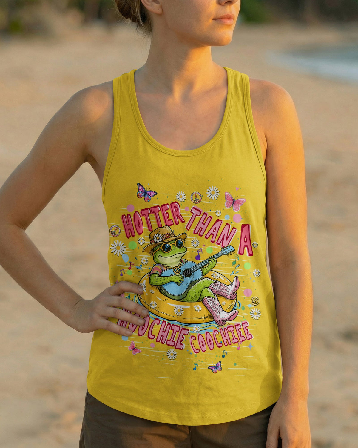 HOTTER THAN A HOOCHIE COOCHIE  FROG ALL OVER PRINT  - TLHN0505263
