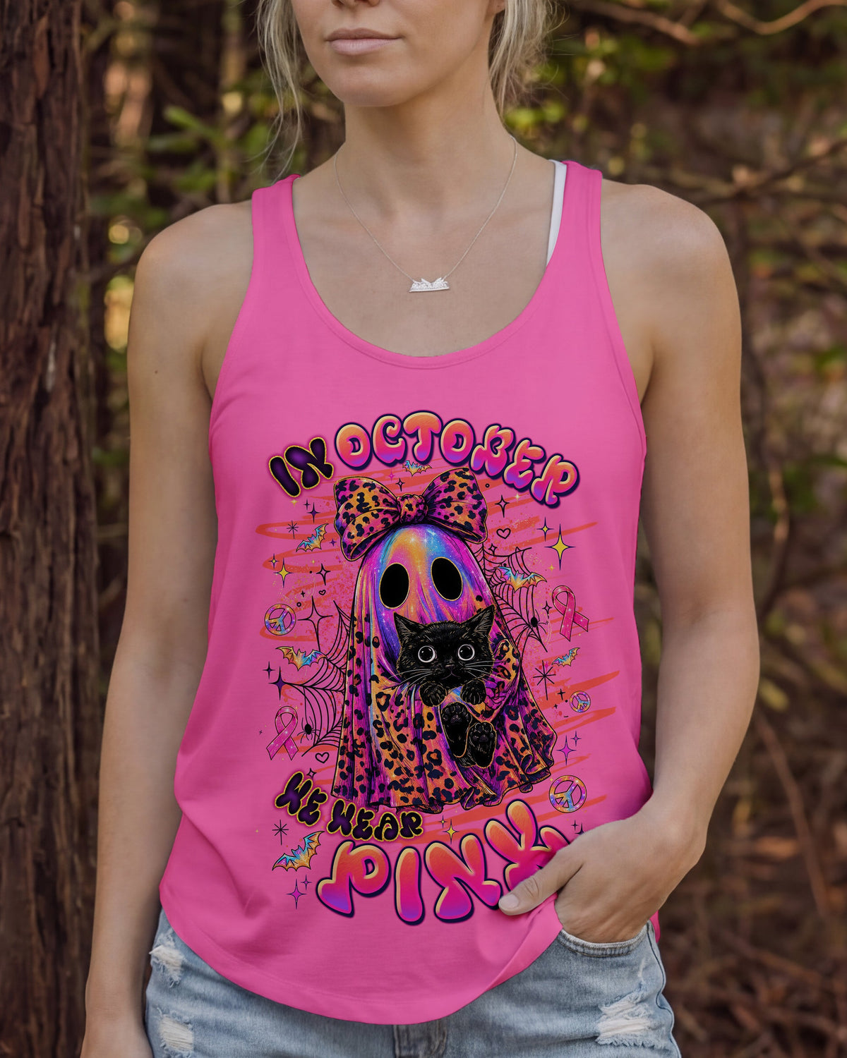 IN OCTOBER WE WEAR PINK BOO BLACK CAT BREAST CANCER AWARENESS ALL OVER PRINT  - TLTW1507265