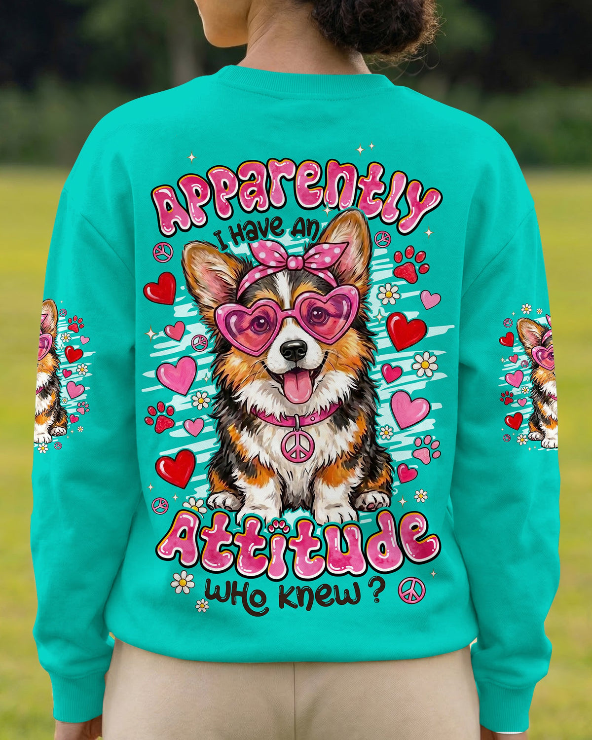 APPARENTLY I HAVE AN ATTITUDE WHO KNEW CORGI DOG ALL OVER PRINT - TYPQ1605261