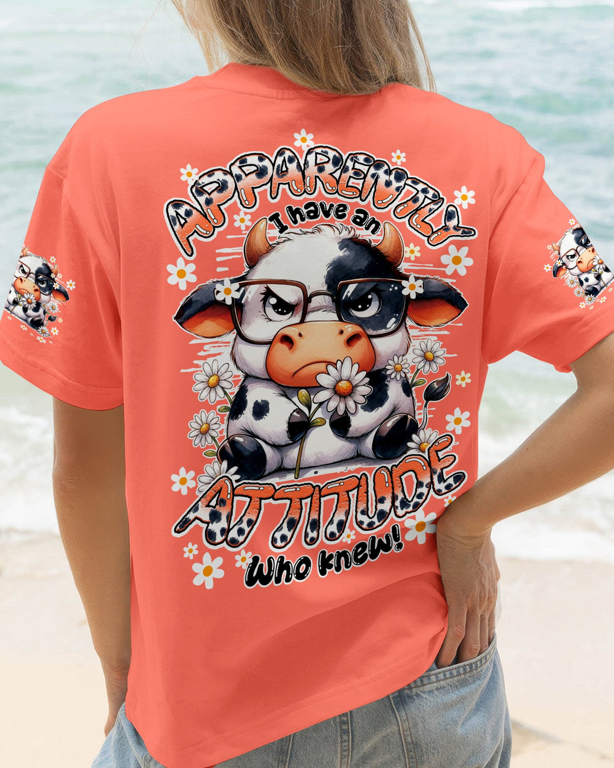 APPARENTLY I HAVE AN ATTITUDE WHO KNEW COW ALL OVER PRINT - TY0206261