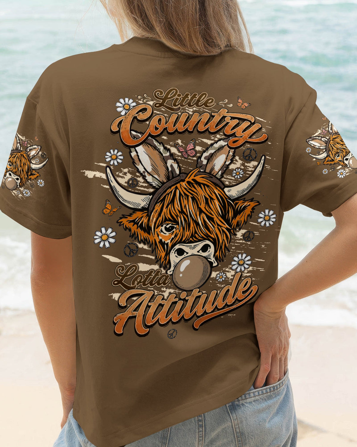 LITTLE COUNTRY LOTTA ATTITUDE COW ALL OVER PRINT  - TLTW1106262