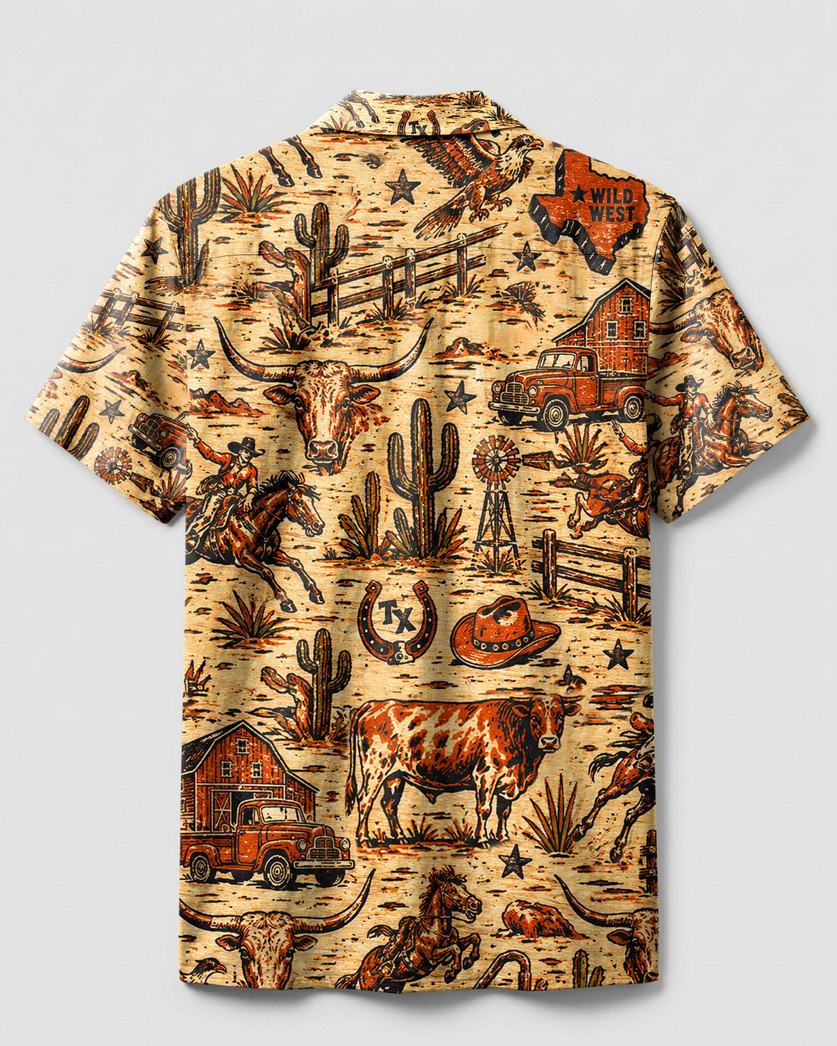 WILD WEST VINTAGE  TEXAS PATTERN CAMP SHIRT  - TLHN2606264