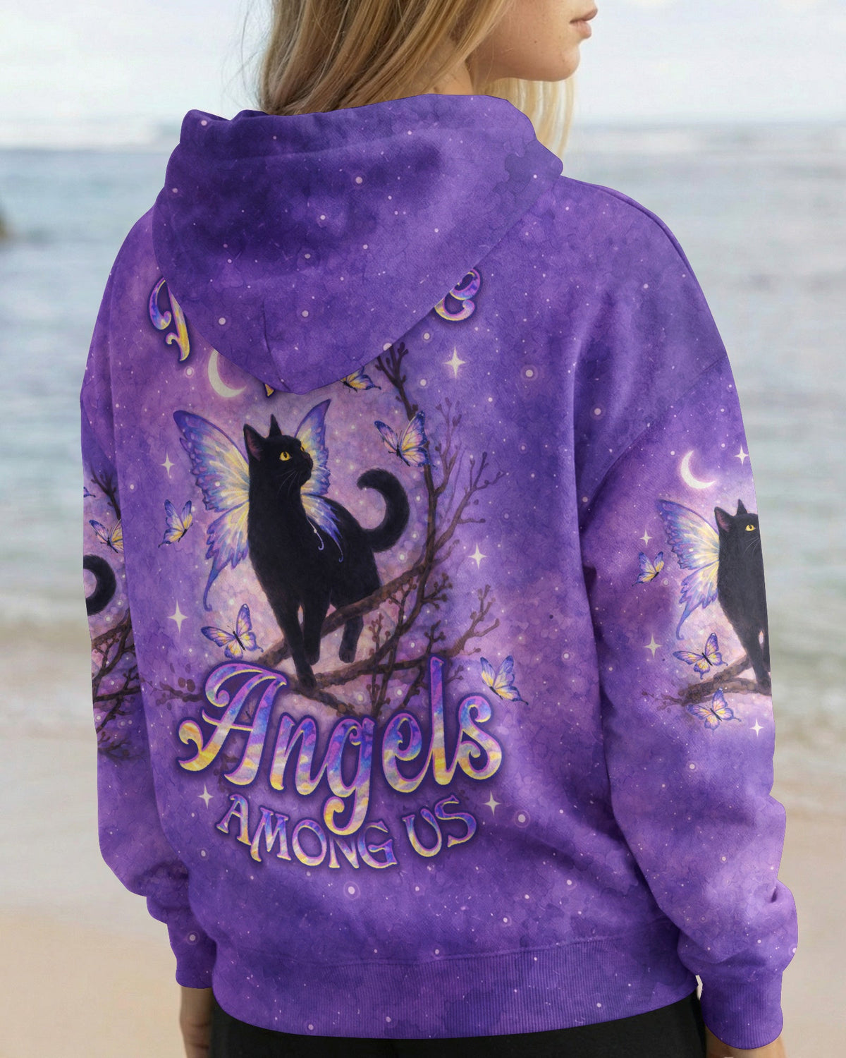 I BELIEVE THERE ARE ANGELS AMONG US BLACK CAT ALL OVER PRINT - TLNO1205261