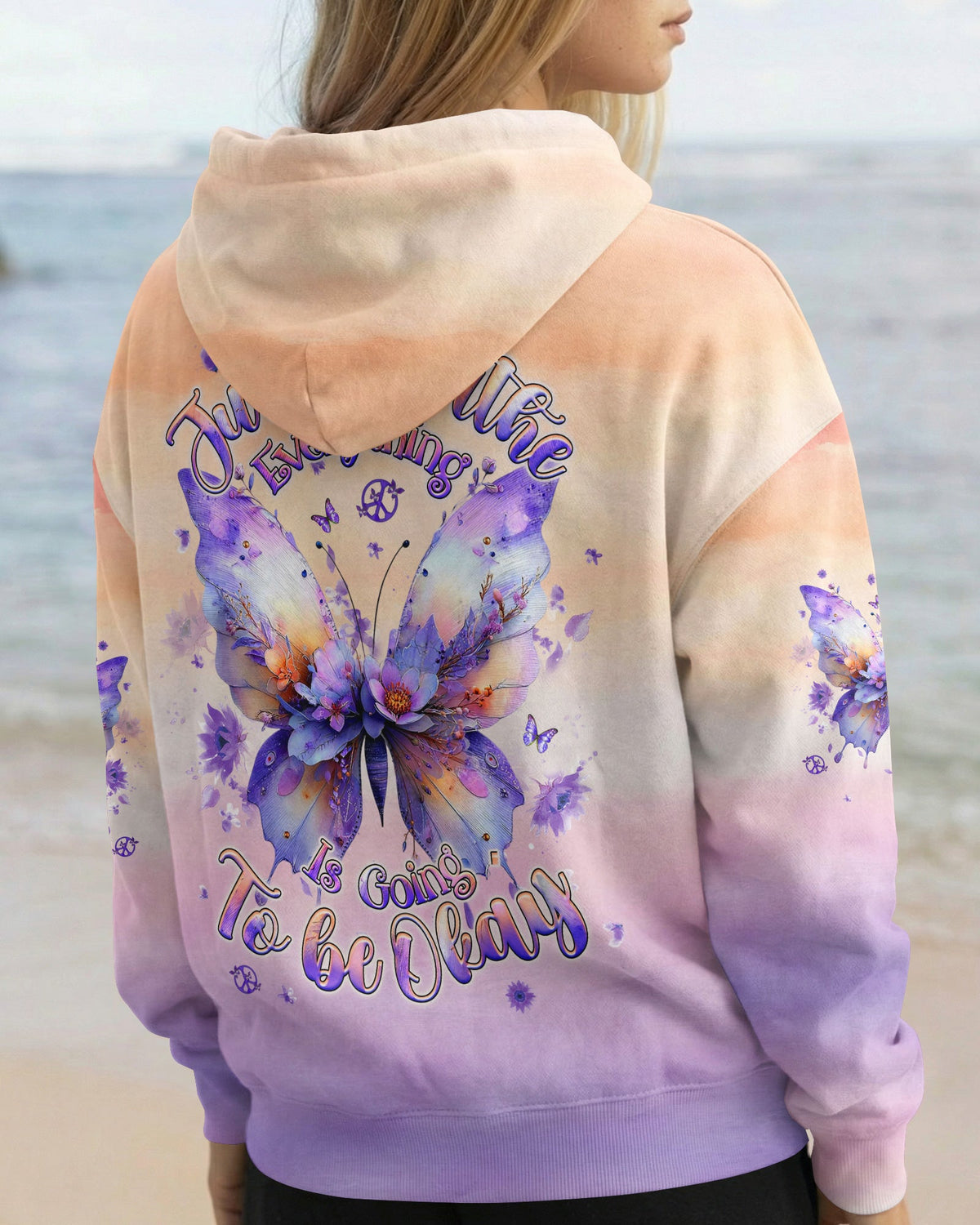 JUST BREATHE BUTTERFLY FLORAL  ALL OVER PRINT - TLHG0204261