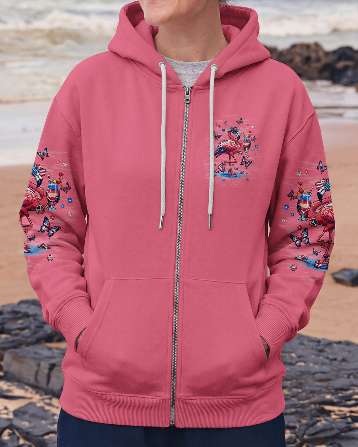 PRETTY IN PINK FLAMINGO STARS AND STRIPES ALL OVER PRINT - TLNT0104262