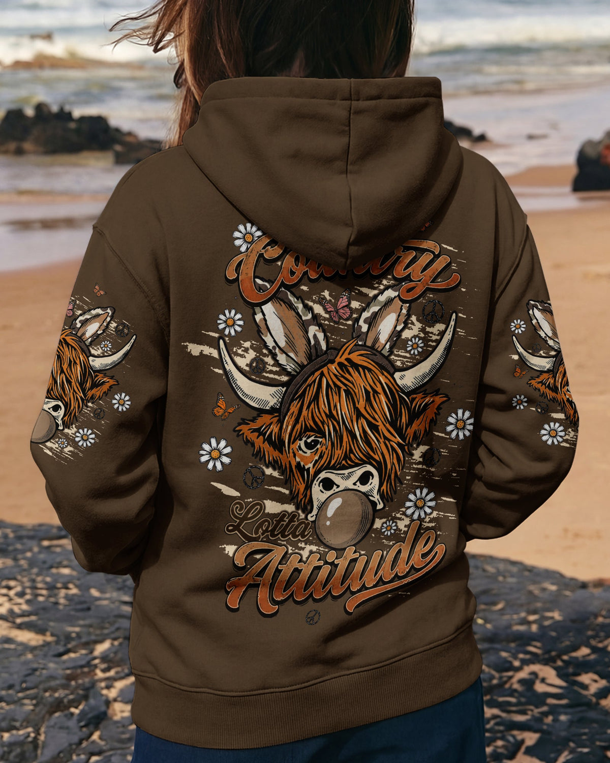 LITTLE COUNTRY LOTTA ATTITUDE COW ALL OVER PRINT  - TLTW1106262