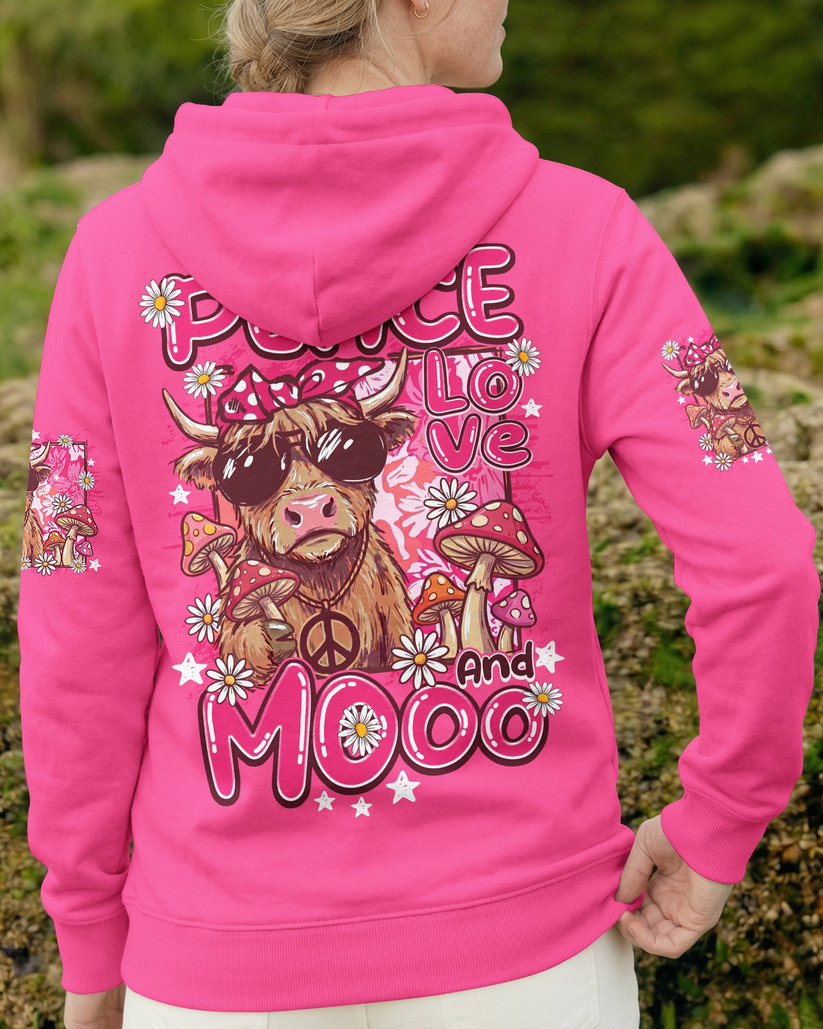 PEACE LOVE AND MOOO COW ALL OVER PRINT - TY1906262