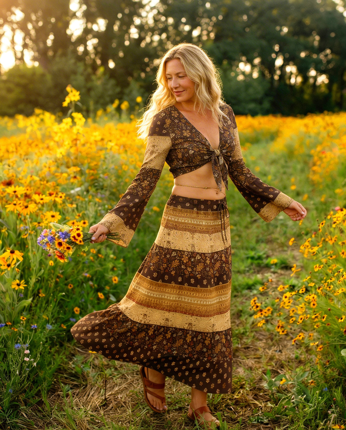 BOHEMIAN WOMEN'S CROP TOP & MAXI SKIRT - TYQY2703262