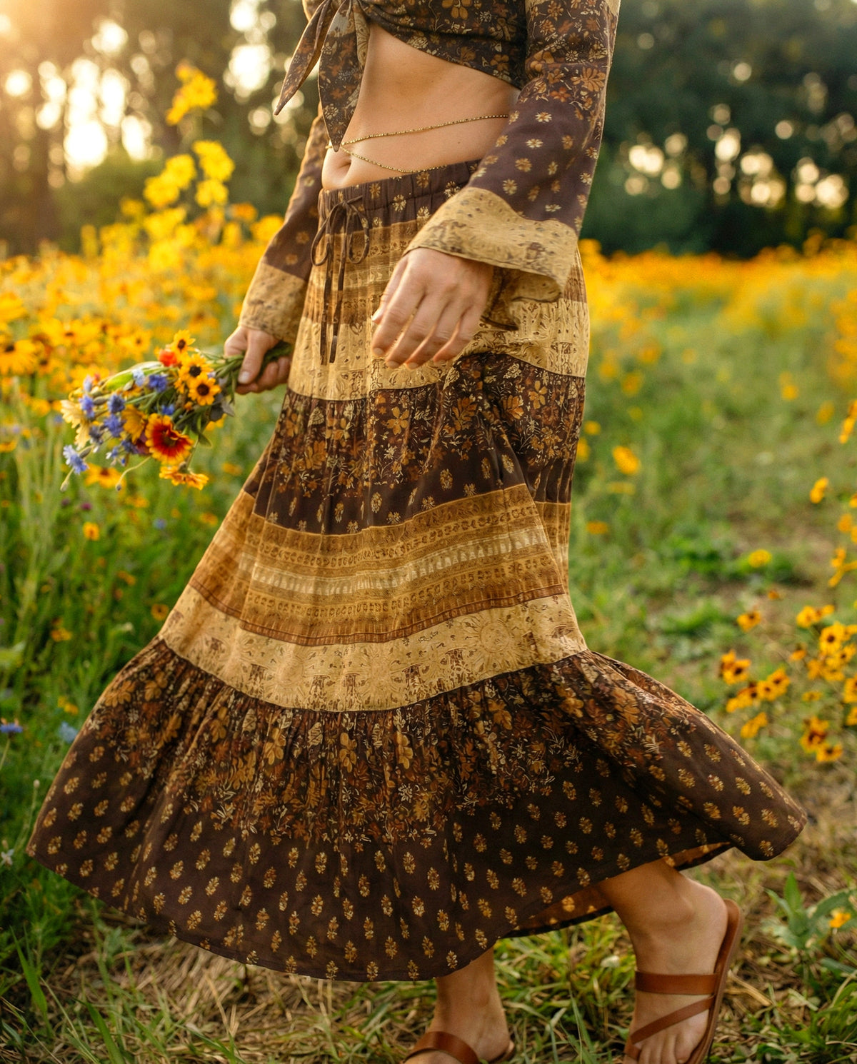 BOHEMIAN WOMEN'S CROP TOP & MAXI SKIRT - TYQY2703262