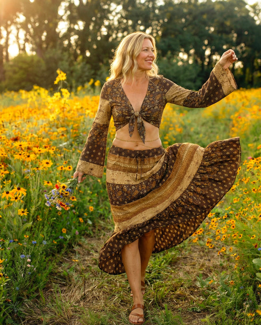BOHEMIAN WOMEN'S CROP TOP & MAXI SKIRT - TYQY2703262