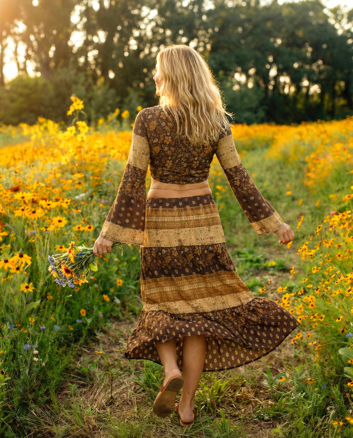 BOHEMIAN WOMEN'S CROP TOP & MAXI SKIRT - TYQY2703262