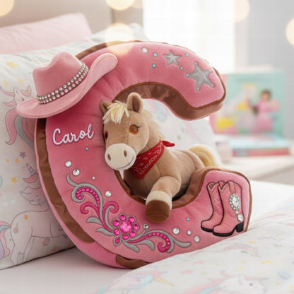 Personalized Cowgirl Alphabet Pillow – A Unique Gift for Horse Lovers Pillow PopCulturePrints