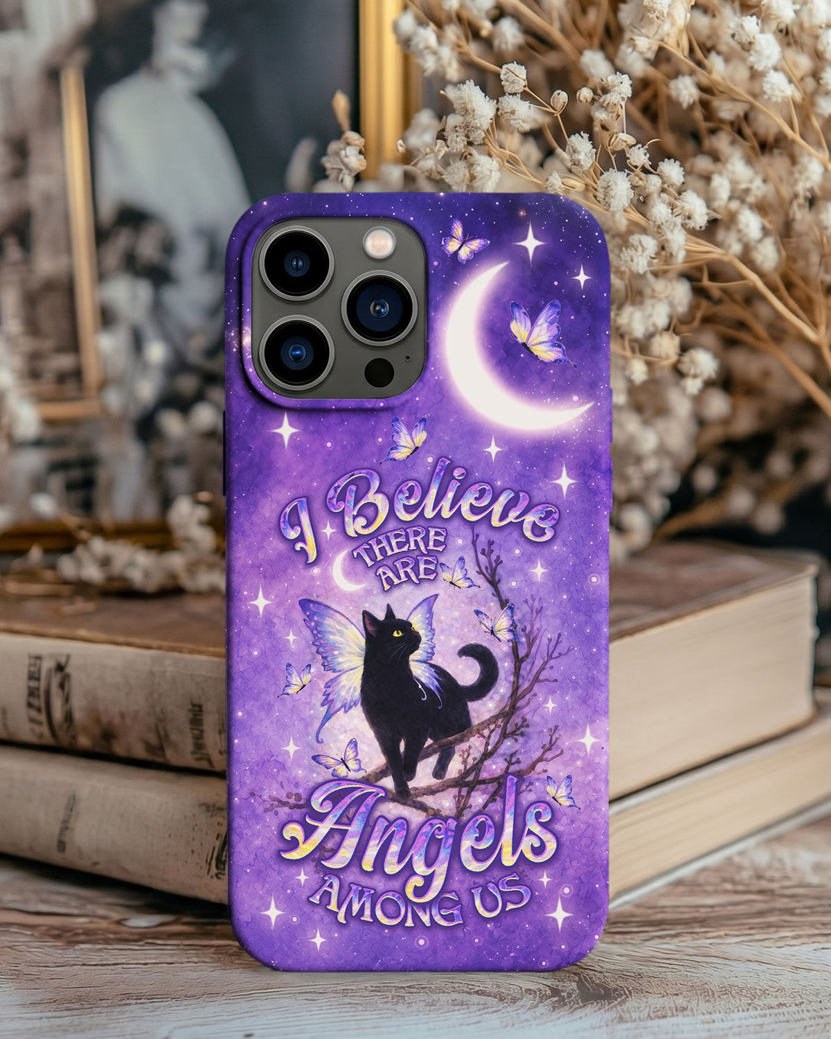 I BELIEVE THERE ARE ANGELS AMONG US BLACK CAT PHONE CASE  - TLNO2605262