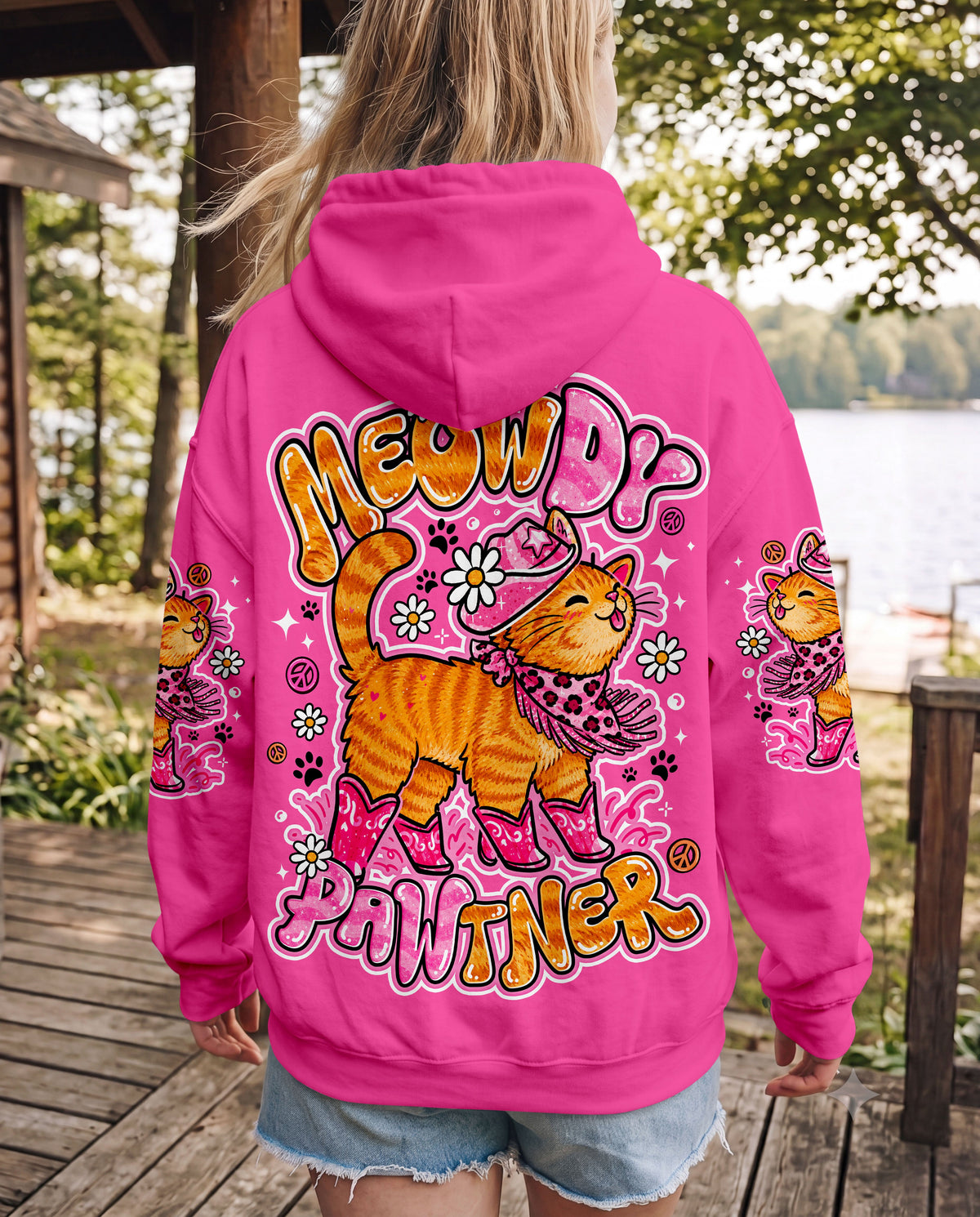 MEOWDY PAWTNER ORANGE TABBY CAT ALL OVER PRINT - TLNO0907262