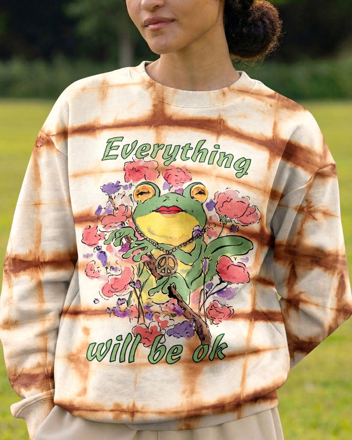 EVERYTHING WILL BE OK HIPPIE FROG ALL OVER PRINT - KM1206262