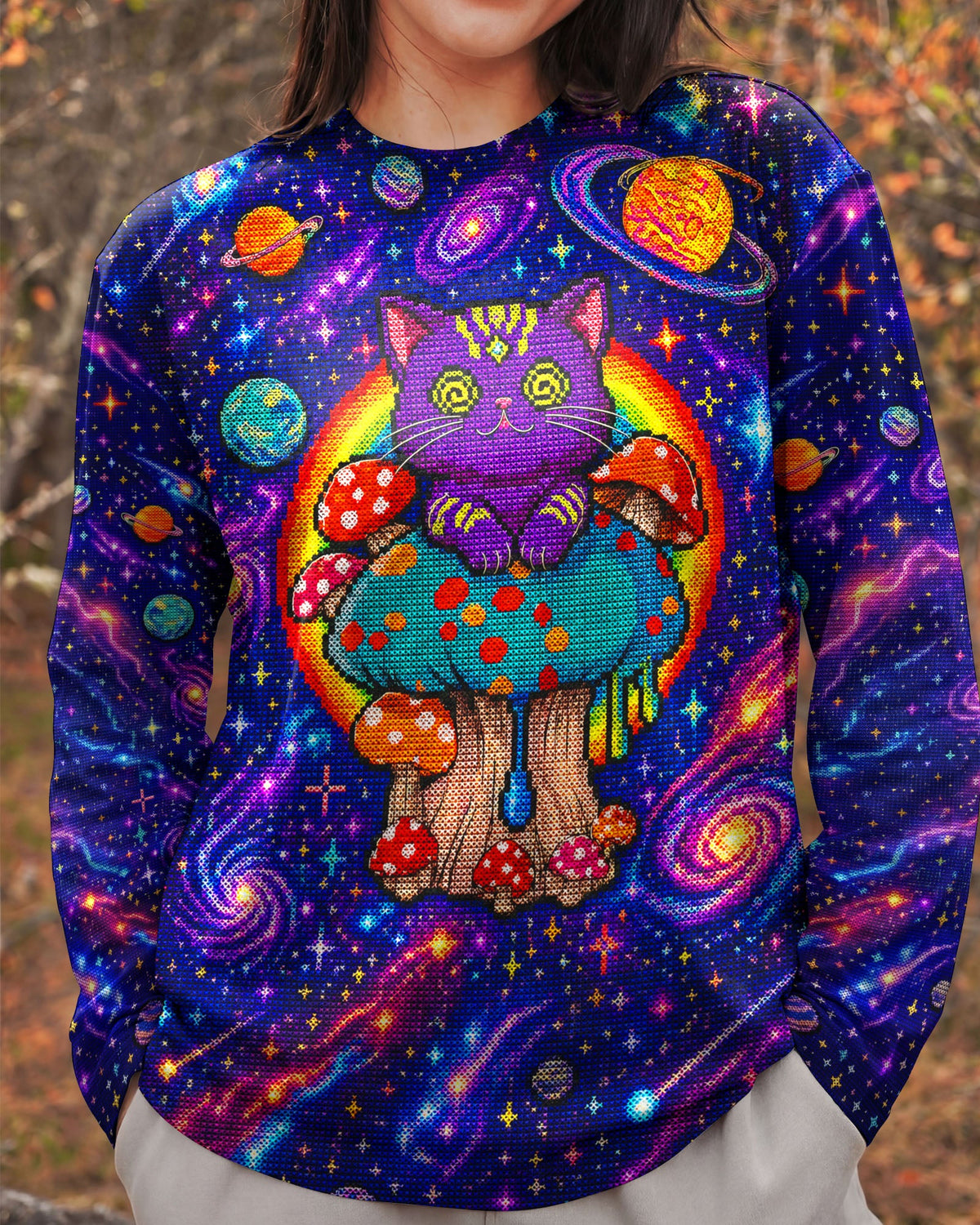 GALAXY MUSHROOM CAT PSYCHEDELIC ALL OVER PRINT - KMTM1905261
