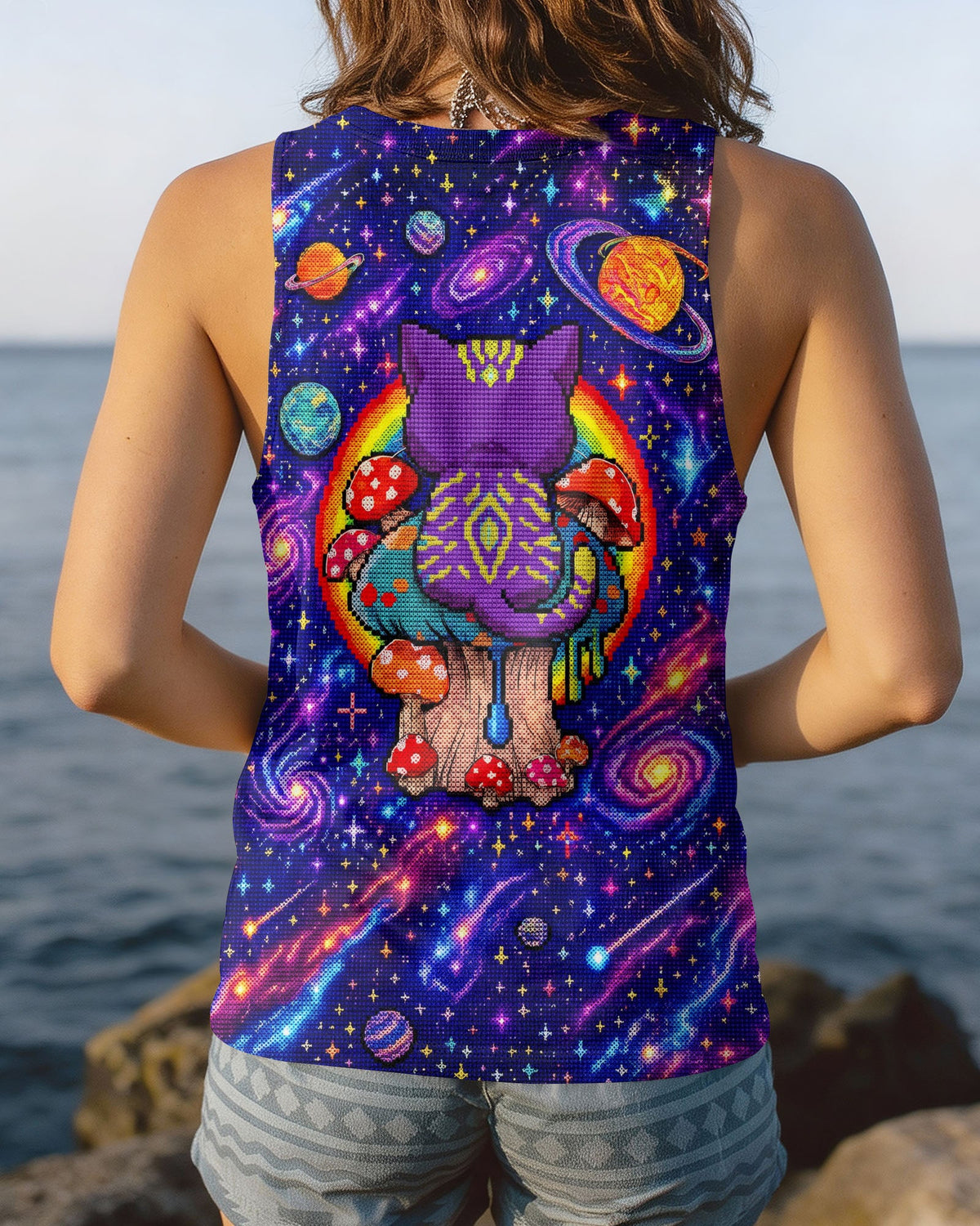 GALAXY MUSHROOM CAT PSYCHEDELIC ALL OVER PRINT - KMTM1905261