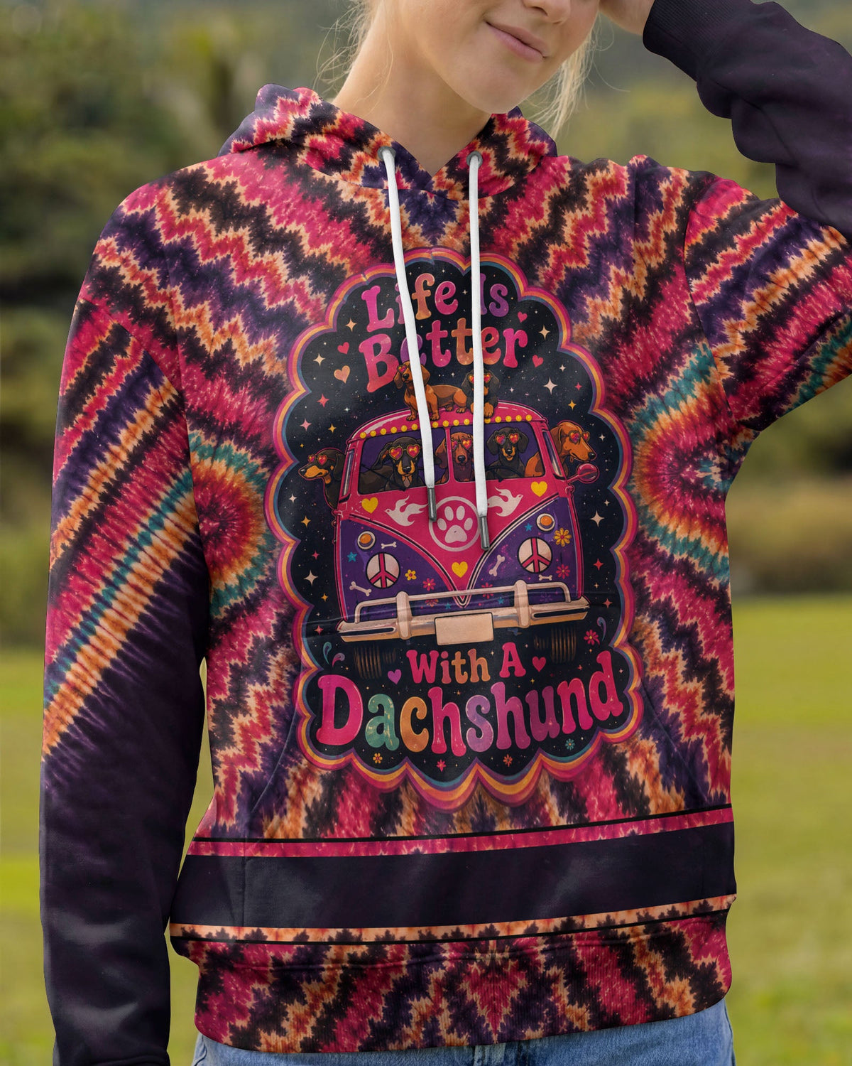 LIFE IS BETTER WITH A DACHSHUND RADIANT BURST ALL OVER PRINT - KMTM1906261