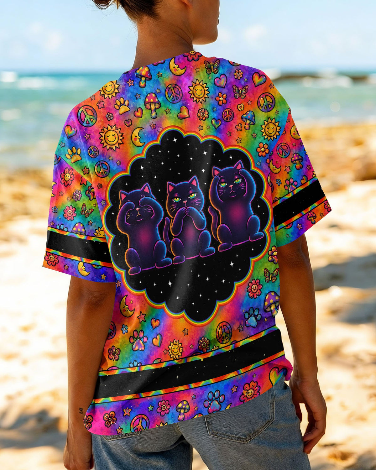 ALLERGIC TO IDIOTS THREE WISE CATS  PSYCHEDELIC ALL OVER PRINT - KMTM2206261
