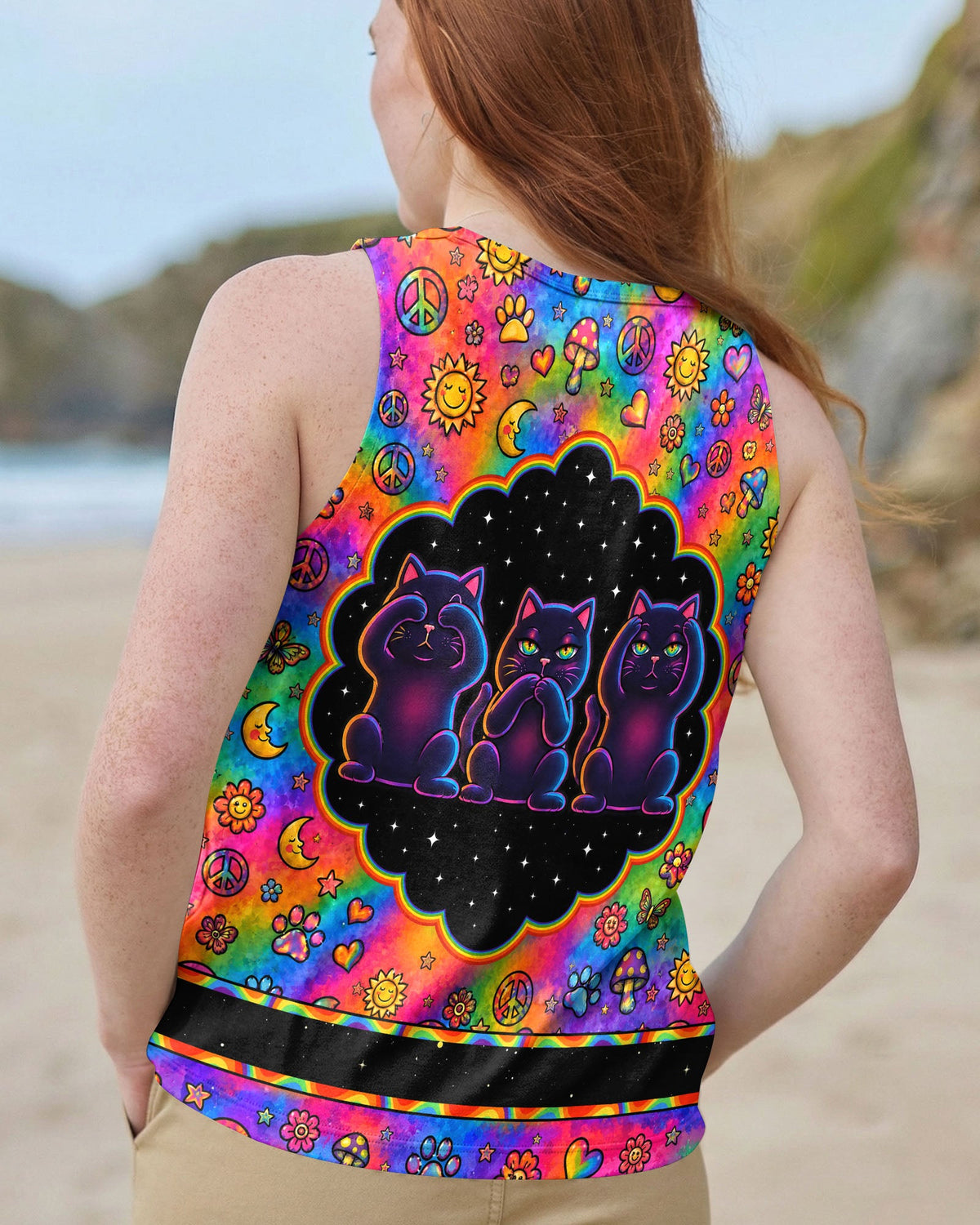 ALLERGIC TO IDIOTS THREE WISE CATS  PSYCHEDELIC ALL OVER PRINT - KMTM2206261