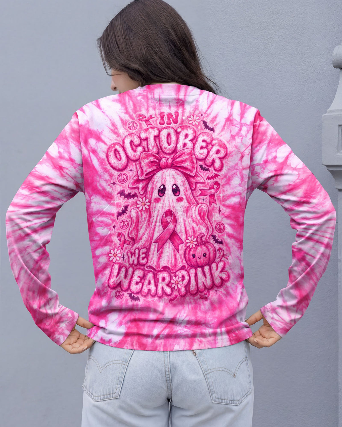 IN OCTOBER WE WEAR PINK GHOST ALL OVER PRINT - RI1507261
