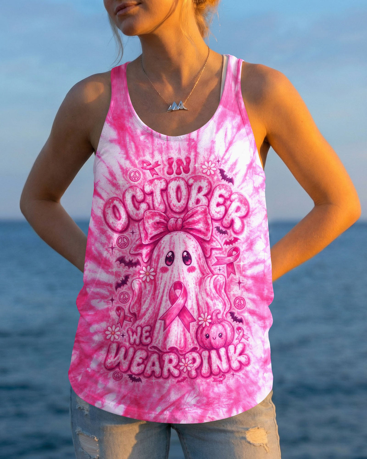 IN OCTOBER WE WEAR PINK GHOST ALL OVER PRINT - RI1507261