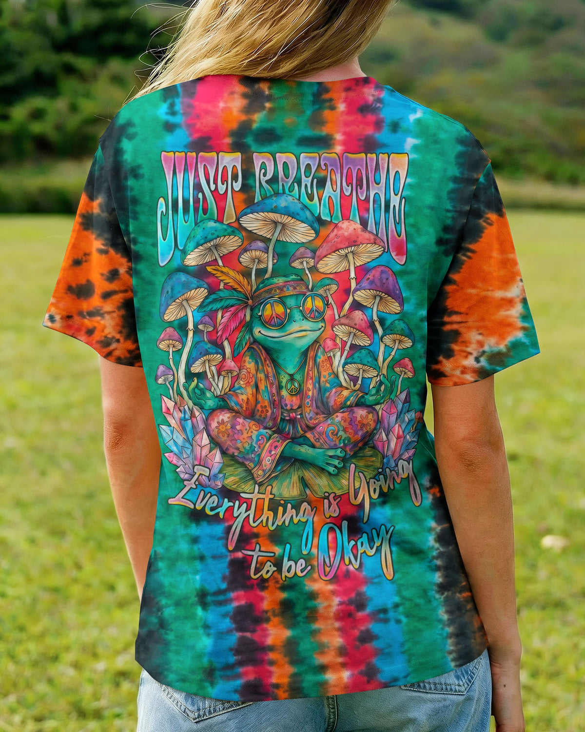 JUST BREATHE HIPPIE FROG ALL OVER PRINT - RI2706212