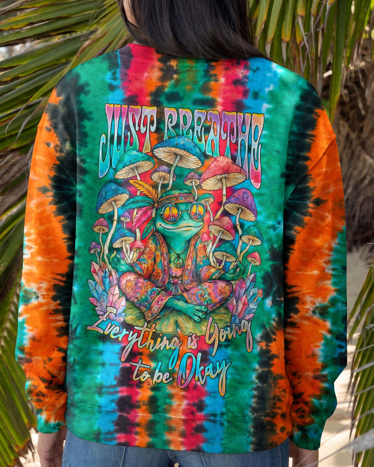 JUST BREATHE HIPPIE FROG ALL OVER PRINT - RI2706212